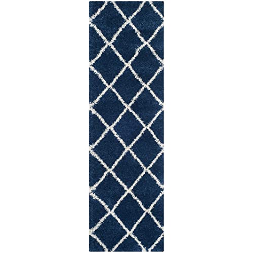 Image of Handwoven Microfibre 3D Rug for Living Room (Navy Blue, 2 X 6 Feet (Runner), Microfibre)