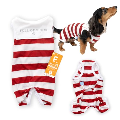 ダックス 接触冷感 太ボーダー セーラー 衿 つなぎ 抜け毛対策 袖なし ロンパース 犬の服 フルオブビガー 3/レッド D2S