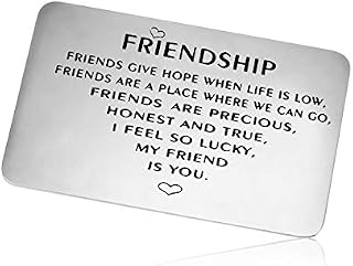Best Friend Gift Card Friendship Gift Engraved Wallet Inserts Card Metal Wallet Insert Card for Teens Friend Inspirational Card Appreciation Gift Birthday Graduation Gifts for Sister Card