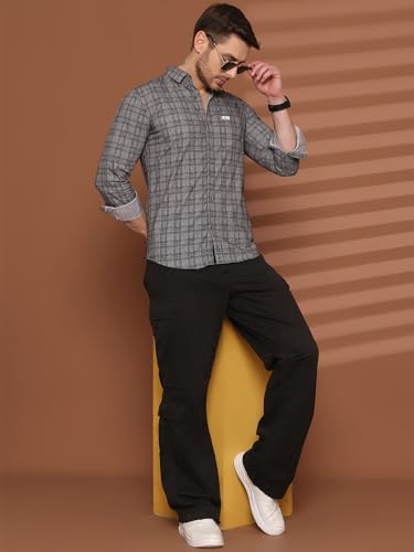 Image of Majestic Man Men Comfort Slim Fit Pure Cotton Tartan Checked Casual Shirt