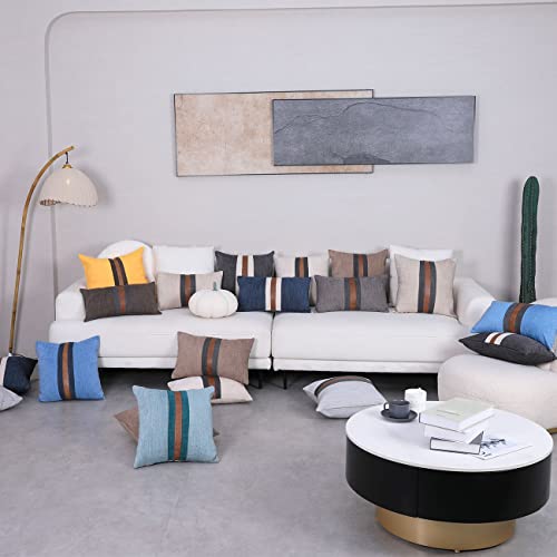 Boysum Farmhouse Decorative Outdoor Throw Pillow Covers For Couch Sofa Bed Brown Faux Leather Accent Pillow Cover Modern Decor Pillow Case 18 X 18 Inch (Coffee) #TOP5