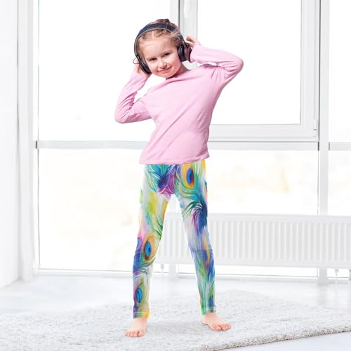 Bolaz Toddler Girls Leggings Printed Yoga Pants Leggings Colorful Blue Feather for Kids4