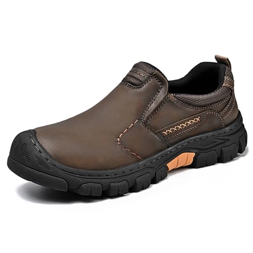 Mens Loafers Casual Slip On Leather Lightweight Shoes, Water-Resistant Non Slip Breathable Modern Dress Business Walking Shoes for Wedding Hiking