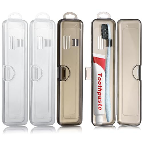 Draupnir 06015 Toothbrush Travel Case 4 Pcs, Transparent Toothbrush Holders, Plastic Toothbrush Case Portable Toothbrush Cover 7.87 X 1.85 X 1.18 Inches cover