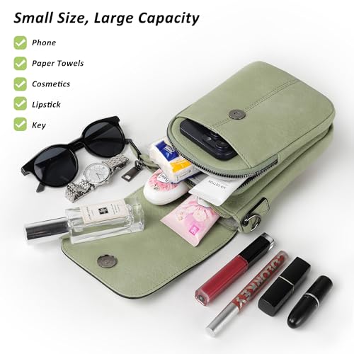 Image of TANTOMI Small Crossbody Bags for Women, Small Purses with Card Slots Phone Purse Wide Adjustable Strap (Light Green)