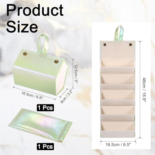 Image of PATIKIL Travel Sunglasses Organizer, 5 Slot Foldable Sunglasses Holder Leather Sunglass Storage Organizer with Pouch