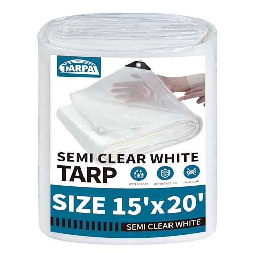 Image of TARPAL 15'x20' Semi Clear Tarp with Grommets Greenhouse Tarp Cover 7.5mil