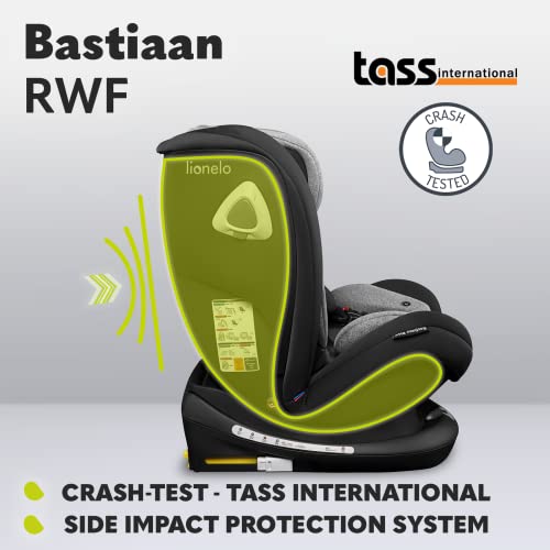 LIONELO Bastiaan RWF Seggiolino auto Girevole a 360 gradi da 0 a 36kg Gruppo 0 1 2 3 Protezioni laterali, Fibbia a 5punti Isofix Top Tether Tettuccio, Opposto al senso di marcia, Regolatzione completa