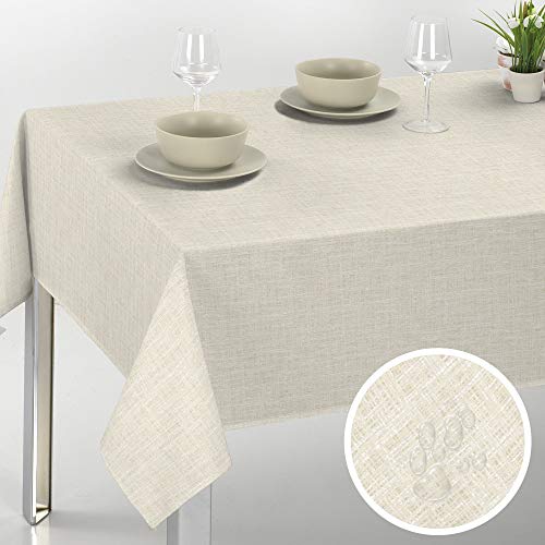 Viste tu hogar Mantel PVC para Mesa, 140x140 CM, Impermeable y Resistente, Ideal para la Decoración de Mesa y Fechas Especiales, Apto para Exteriores, Color Beige Cover