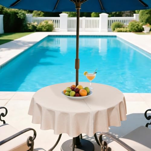 Wolkemer Round Outdoor Tablecloth with Umbrella Hole, 60 Inches by Wolkemer - Used condition - Image 3