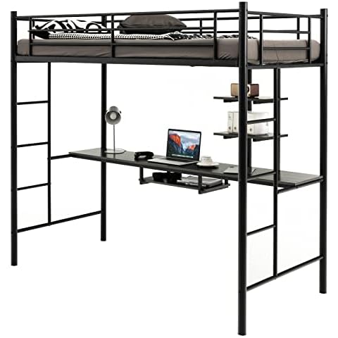 Lit Mezzanine COSTWAY avec Bureau Cover