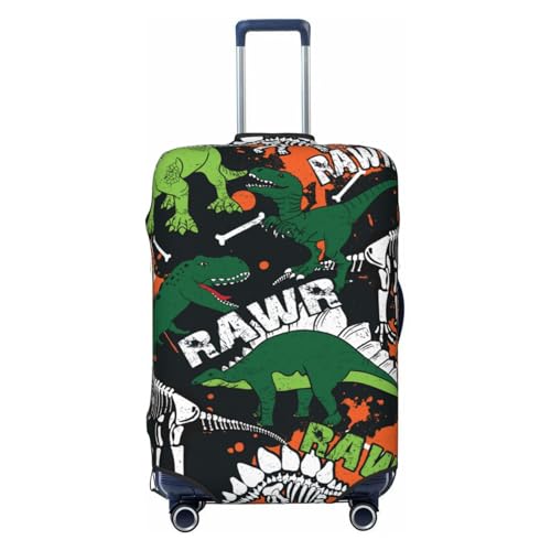 Dinosaur Skeleton Print Luggage Cover For Suitcase,Washable Elastic Travel Suitcase Protector With Zipper Closure And Bottom Buckle – Fits 18-32