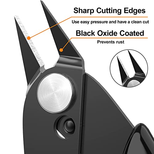 Image of 10 Pack Small Wire Cutters for Jewelry Making 5 Inch Model Nippers Filament 3d Print Snips Zip Tie Flush Cutter for Soft Copper Wire, Crafts, Floral, Electronics, Black