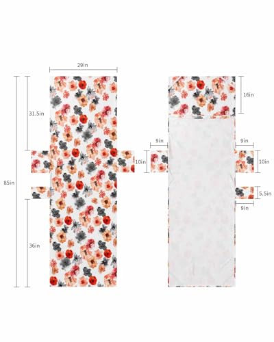 Red Orange Black Spring Floral Beach Lounge Chair Towel Cover, Soft Chaise Lounge Towel with Side Pockets Patio Pool Chairs Cover for Beach/Pool Sunbathing 29x85 Watercolor Botanical Summer