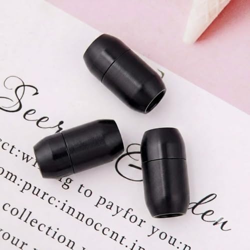 Image of Beadsnfashion 10 Pcs Strong Magnetic Tube Clasps - 17x9mm, 5mm Hole Size Black Finish | Premium Magnetic Clasp for Jewellery Making, Bracelets & Necklaces | Essential Jewelry Findings for DIY Crafting