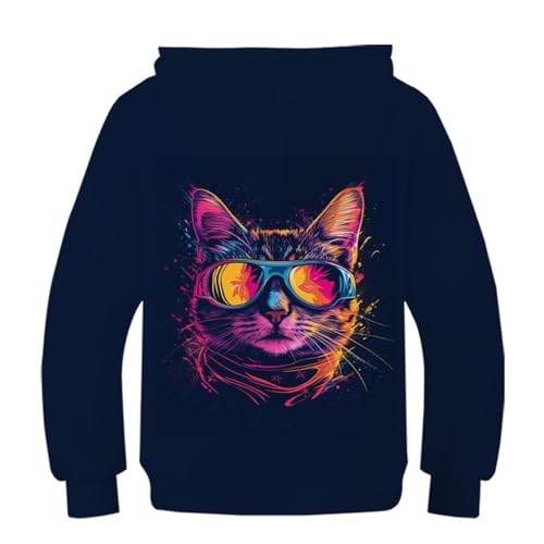 Sweat à capuche enfant imprimé chaton 3D pull en molleton chaud pour l'école et le jeu - 2