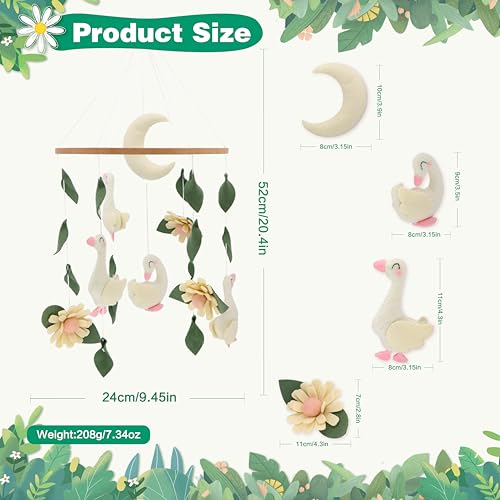 Goose Mobile for Crib Handmade Felt Nursery Decor Crib Mobile Goose for Bassinet Baby Shower Newborn Baby Gift (Goose) - Image 4