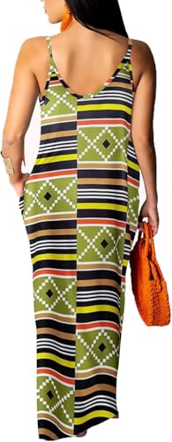 Image of Women's Casual Summer Maxi Dresses Sleeveless Adjustable Spaghetti Strap Loose Plus Size Dresses