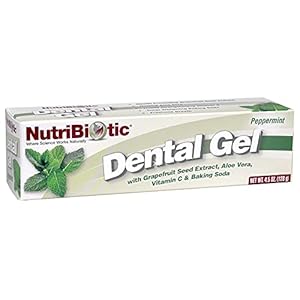 NutriBiotic – Dental Gel, Golden Peppermint, 4.5 Oz | with GSE, Aloe, Vitamin C & Baking Soda | Vegan, Biodegradable & Free of Fluoride, Gluten & Sodium Lauryl Sulfate / SLS