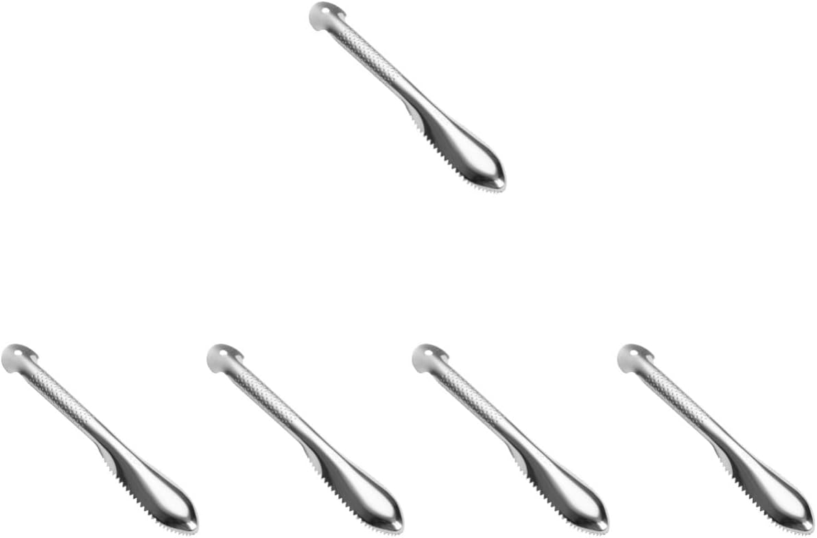 Garneck 5pcs Stainless Steel Fish Scaler Tool Manual for Cleaning Portable and Kitchen Essential Stainless Steel Construction