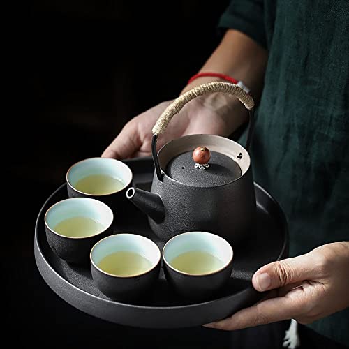 Conjunto de servicio de té Pote de té grande de cerámica, tazas de té de 6 piezas con bandeja - tetera moderna, tazas de… - Imagen 5