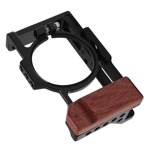 Image of Aluminum Camera Cage Stabilizer - Wood Handle with 3 /8in 1 /4in Threaded Holes for ZV-1 II ZV-1F