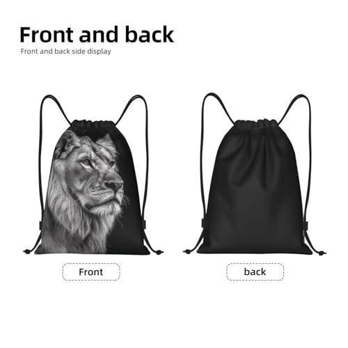 Gray Lion Print Drawstring Bag Backpack Waterproof String Bag Sackpack For Gym Sport4
