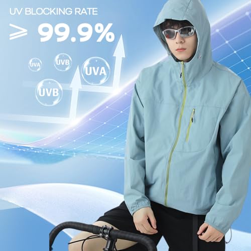 Image of Venzina Men's UPF 50+ Sun Protection Jacket, 4-Way Stretch Quick-Dry Windbreaker with Breathable Mesh & Elastic Cuffs, Sunscreen Jacket for Men - Hiking, Travel