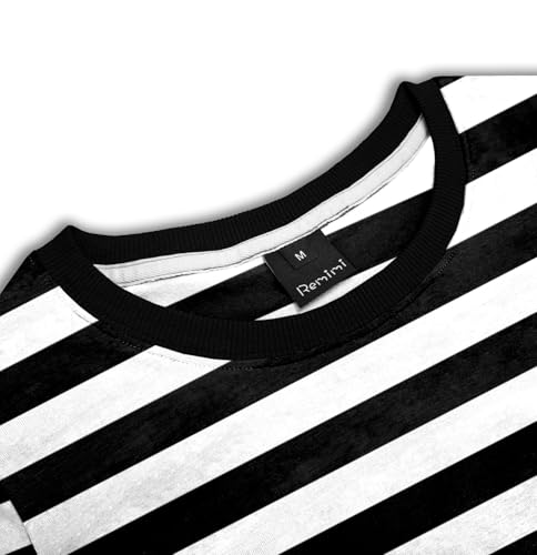 Image of Remimi Kids Striped Shirts Long Sleeve Boys Girls Crew Neck Holiday Tshirts 3-14 Years