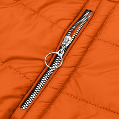 Wintermantel Damen Wolle, Wintermantel Damen Lang Warmer Gefüttert Winterjacke Fleece Daunenjacke Winddicht Outdoorjacke Große Größen Damenmantel Winter Mantel Bequeme Parkajacke Orange, XXL
