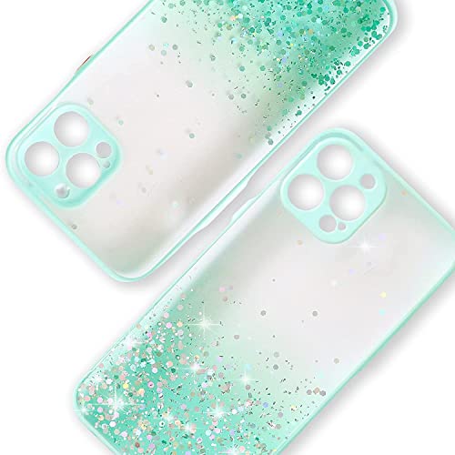 Image of DIZORO Compatible with iPhone 14 Pro Max Case 6.7 inch, Non Moving Glitter Cover for Girls & Women Soft TPU Shockproof Anti Scratch Drop Protection Cover|Mint Green