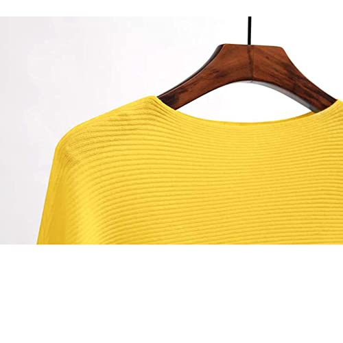 Image of Blostirno Women's Boat Neck Batwing Sleeves Dolman Ribbed Knitted Sweaters Pullovers Tops