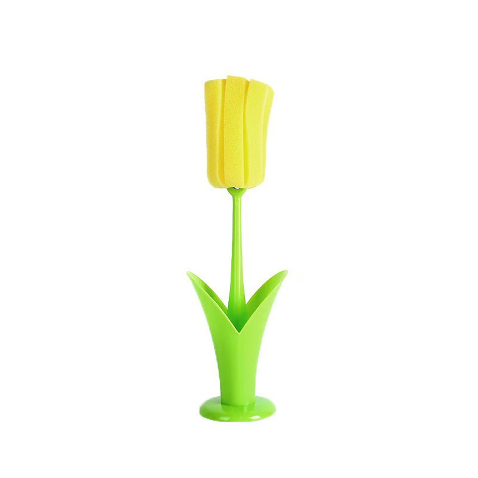 Efficient Bottle Brush with Holder & Thick Sponge, Safe Scrubbing for Narrow Containers Coffee Mugs Tall Glasses Clean Glassware