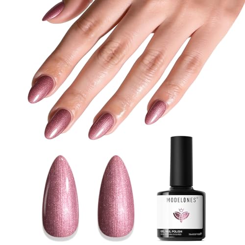 Image of modelones Glitter Gel Nail Polish Pastel Red Gel Nail Polish Soak-Off UV Gel Polish - 28+ Days Long-Lasting Salon-Quality Nail Art DIY Manicure & Gift 15ML