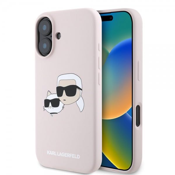 Karl Lagerfeld Coque de Protection arrière Compatible avec iPhone 16, Compatible avec Magsafe SIL Double, Rose
