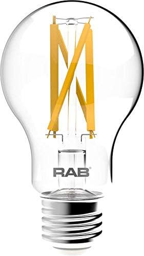 RAB Lighting A19-9-E26-950-F-C Filament A19 9W 60EQ 810LM E26 CRI90 5000K DIM Clear