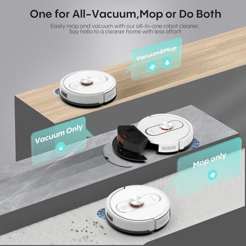 Image of Robot Vacuum and Mop, 6000Pa Robotic Vacuum with Mapping, Self-Emptying Station for 90 Days Hands-Free Cleaning, LiDAR Navigation, No-Go Zones, Wi-Fi /App /Alexa Voice Control, for Carpets Hard Floors