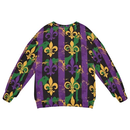 JUNZAN Mardi Gras Masquerade Fleur De Lis Little Kids Pullover Hoodie Crewneck Kids Pullover Hoodie Party 4T2