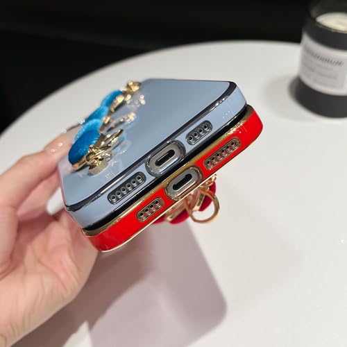 Funda de iPhone 15 Plus con pulsera de cadena y corazón azul Caseative 6