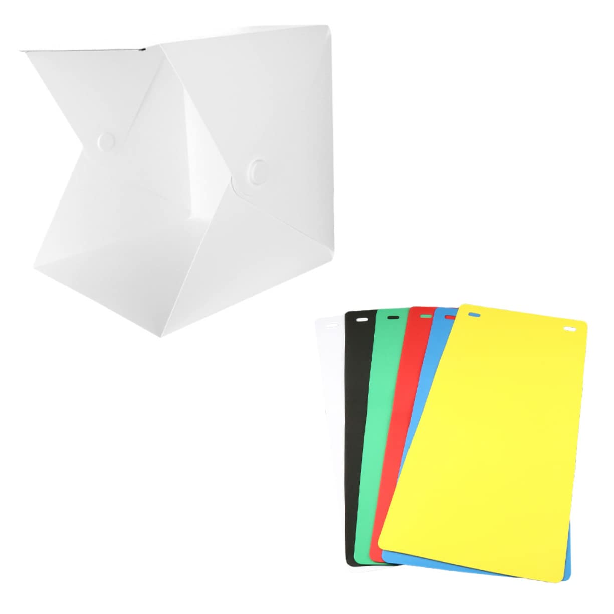 Mini Box Fotografico Pieghevole Abs Bianco Doppia Luce LED | 6 Sfondo Inclusi, Antiriflesso per Scarpe e Giocattoli, Studio Compatto per Riprese Prodotto