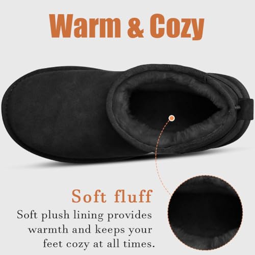 Platform Mini Boots for Women Suede Upper Winter Boots Warm Fur Fleece Lined Anti-Slip Sole Short Ankle Snow Boots for Indoor & Outdoor2