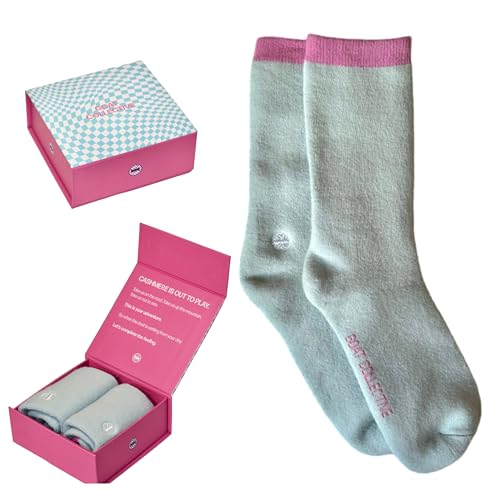Goat Collective CASHMERE SOCKS CALF LENGTH CREW WOMEN CREW MEN GIFT BOXED (Blue & Pink)