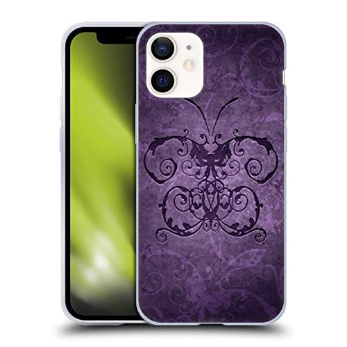 Evita arañazos en iPhone 12 Mini con la funda de gel Mariposa Morada flexible