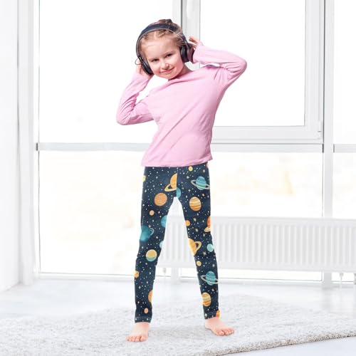 ALAZA Girls' Leggings Children's Yoga Pants Skinny Printed Dance Space Planet Cute Navy Comfortable 4T3