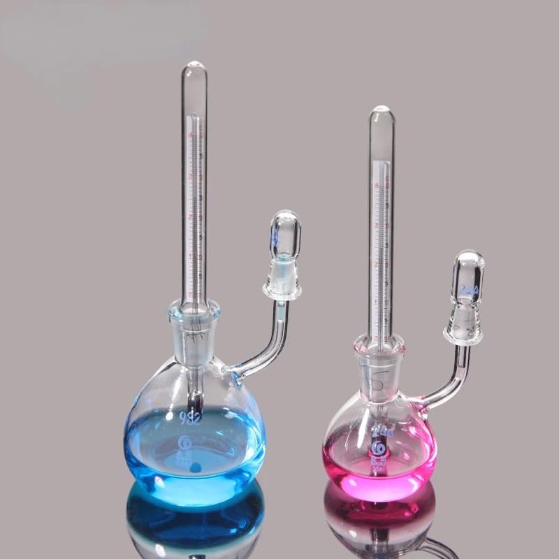 Picnómetro de vidrio de laboratorio de 25 ml y 50 ml con termómetro - Botella de precisión de gravedad específica(50ml)