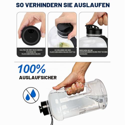 VENNERLI Trinkflasche 2,2L Wasserflasche Sportflasche mit Griff Sport Gym Water Bottle BPA Frei Fitness Training Groß Plastik Fitness… – Ansicht 6