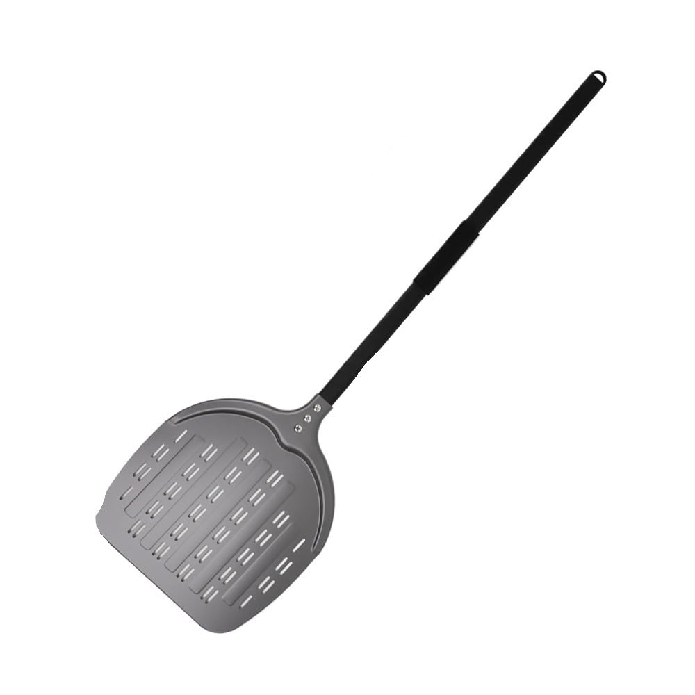 WANGSHAOWEI Pizza ​Paddle 12 13 14Inch Pizza Shovel Long Handle Turning Aluminum Turner Nonstick Baking Tool Perforated Paddle Kitchen Accessory(Grey 12inch 109cm)