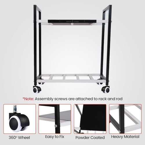 Image of Shop4Ever Inverter Trolley for Home, Heavy Duty Adjustable Inverter Stand with Wheels | Rust-Resistant Metal Battery Stand | Up to 150 kg Load | Home & Office Use