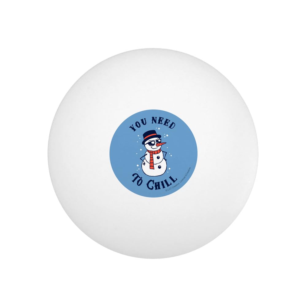 You Need To Chill Snowman Funny Humor Novelty Table Tennis Ping Pong Ball 12 Pack with Storage Bag