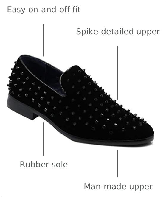 Image of SPK24 Men Vintage Spikes Sparkle Formal Tuxedo Stage Fashion Slip On Loafer Dress Shoes